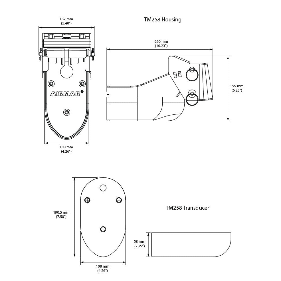 TM-260 1kW Depth/Temp NARROW Beam Multi Element Furuno 10pin plug, c/w bracket