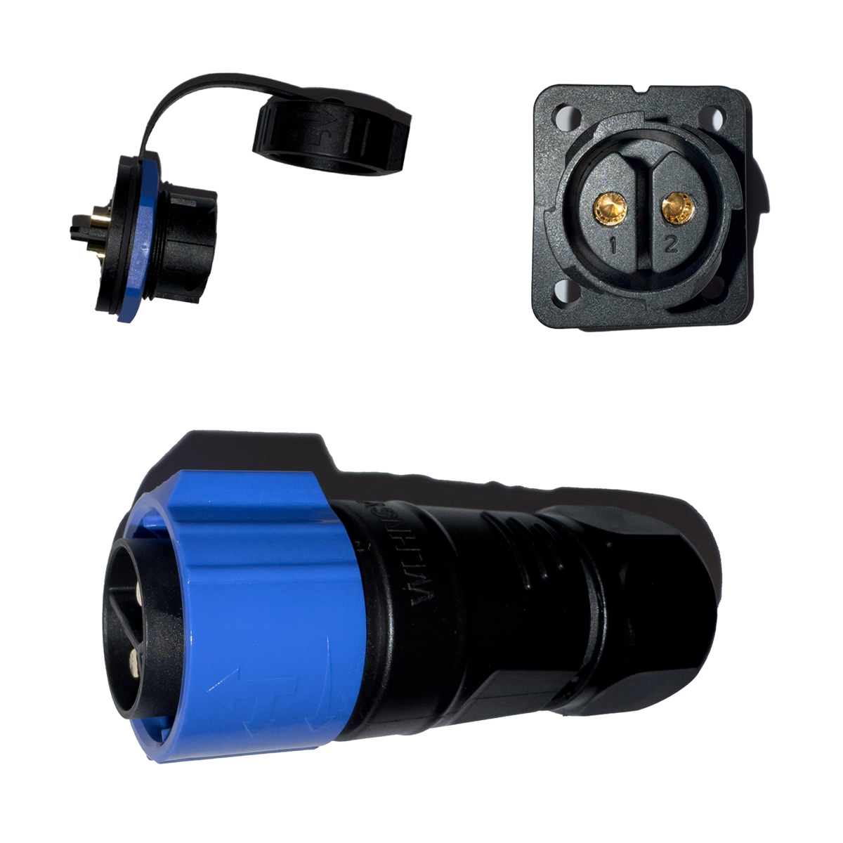 Hostile Marine 50A IP67 electric reel connectors – flush and bulkhead mount