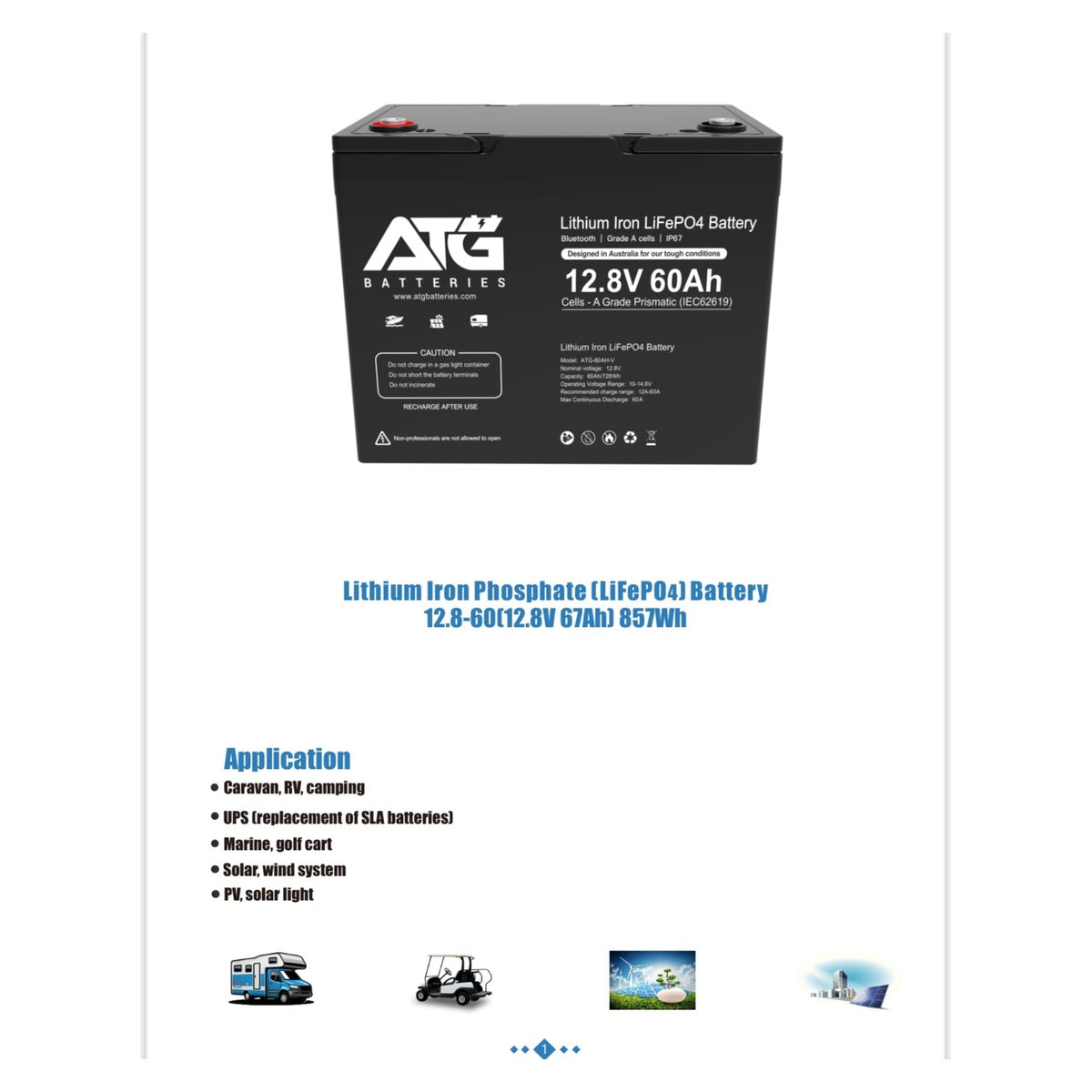 ATG 12V 67Ah lithium battery – alternate view