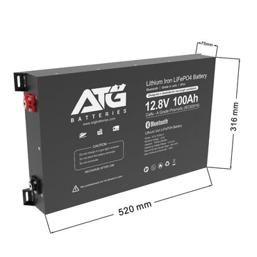 ATG 12V 100Ah slim LiFePO4 lithium battery with Bluetooth