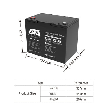 ATG Batteries 120AH 12V Lithium Iron Phosphate LiFePO4 Battery – main product image