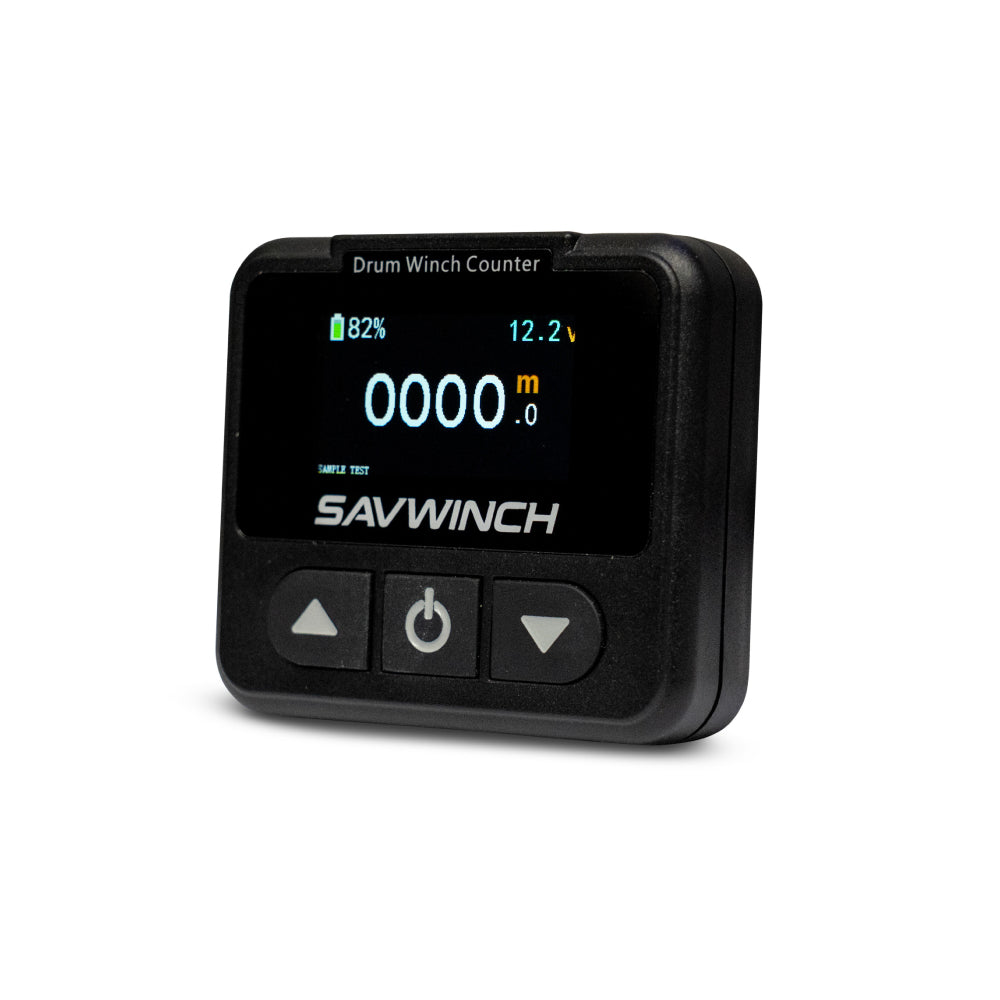 Savwinch Digital Drum Winch Counter showing metres of rope deployed