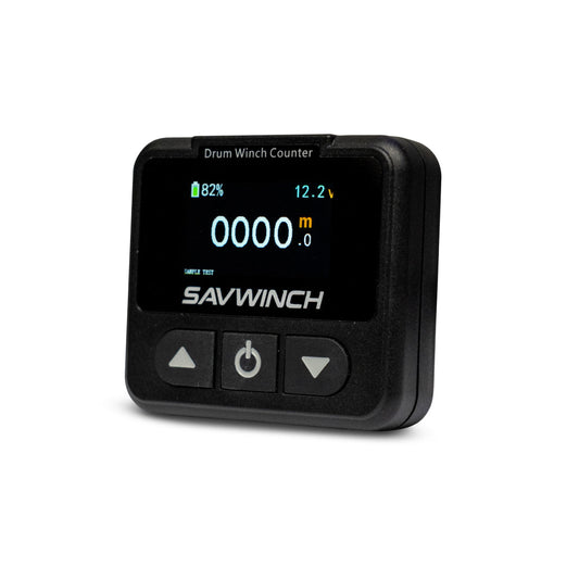 Savwinch Digital Drum Winch Counter showing metres of rope deployed