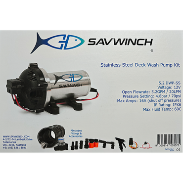 Savwinch 316 Stainless Steel Deck Wash Pump Kit
