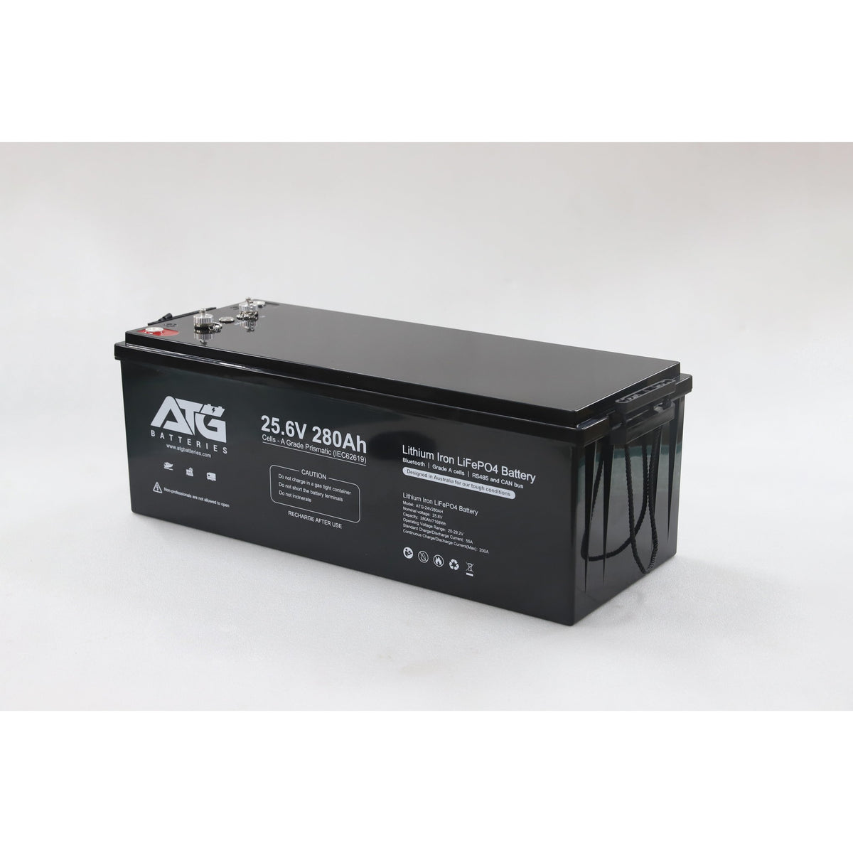 ATG 24V 280Ah lithium battery, angled view