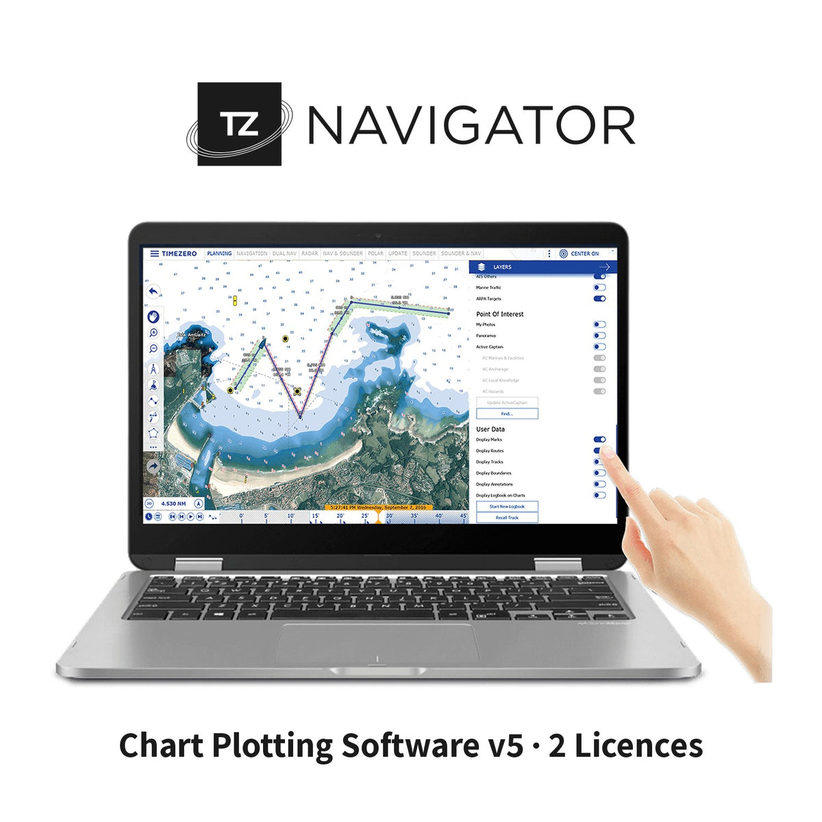 TimeZero TZ Navigator v5 chart plotting software with two licences