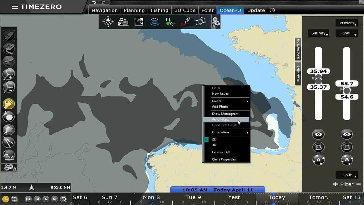TZ Professional Ocean-O Auto Filter highlighting areas with matching conditions