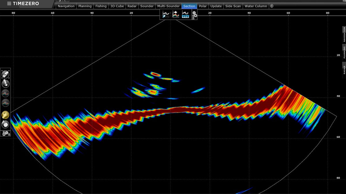 DFF3D Module in the bundle: cross-section multibeam sonar view