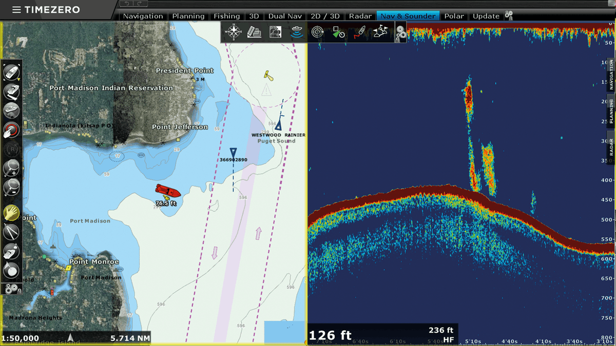 TZ Professional Sounder Module: chart and sounder with AccuFish fish size detection