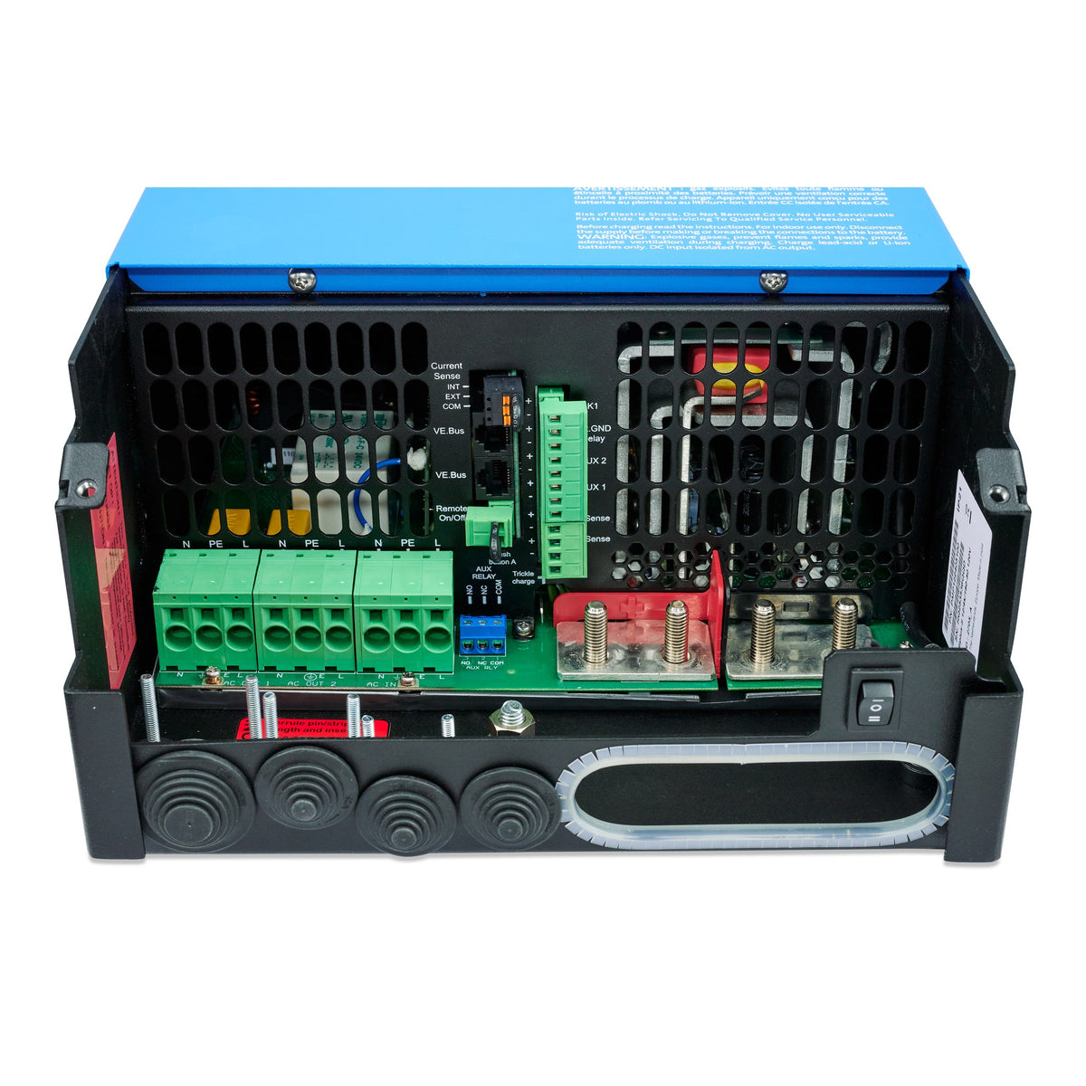 Victron MultiPlus-II 12/4k/160 inverter/charger – connection area